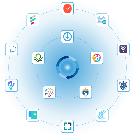 Diagram of interconnected SaaS products and API services