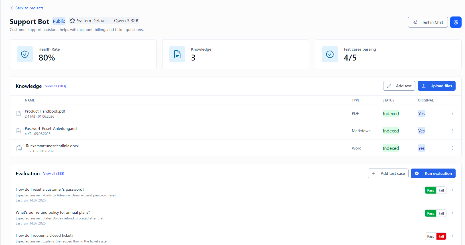 Screenshot: processing progress